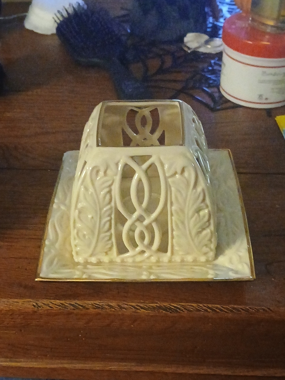 Lenox Illuminations Pierced Candle Holder Square Tealight Votive Ivory 24k Gold